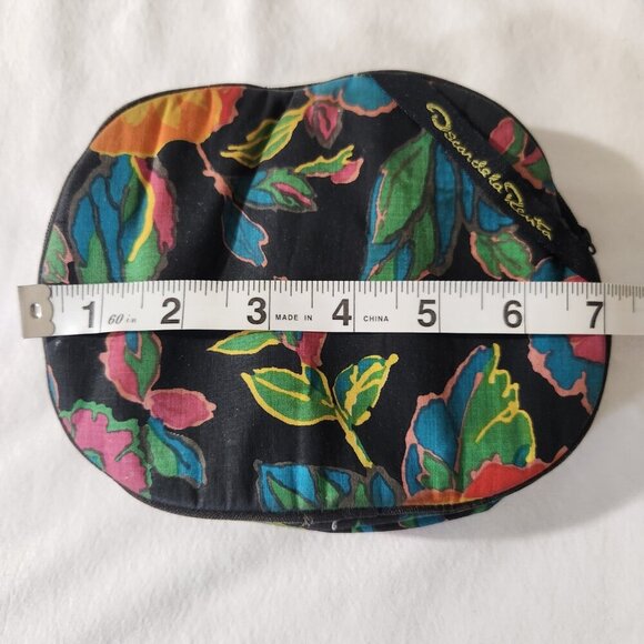 Vintage Oscar de la Renta Floral Print Zip Close Travel Toiletry Cosmetic Bag - Picture 10 of 12